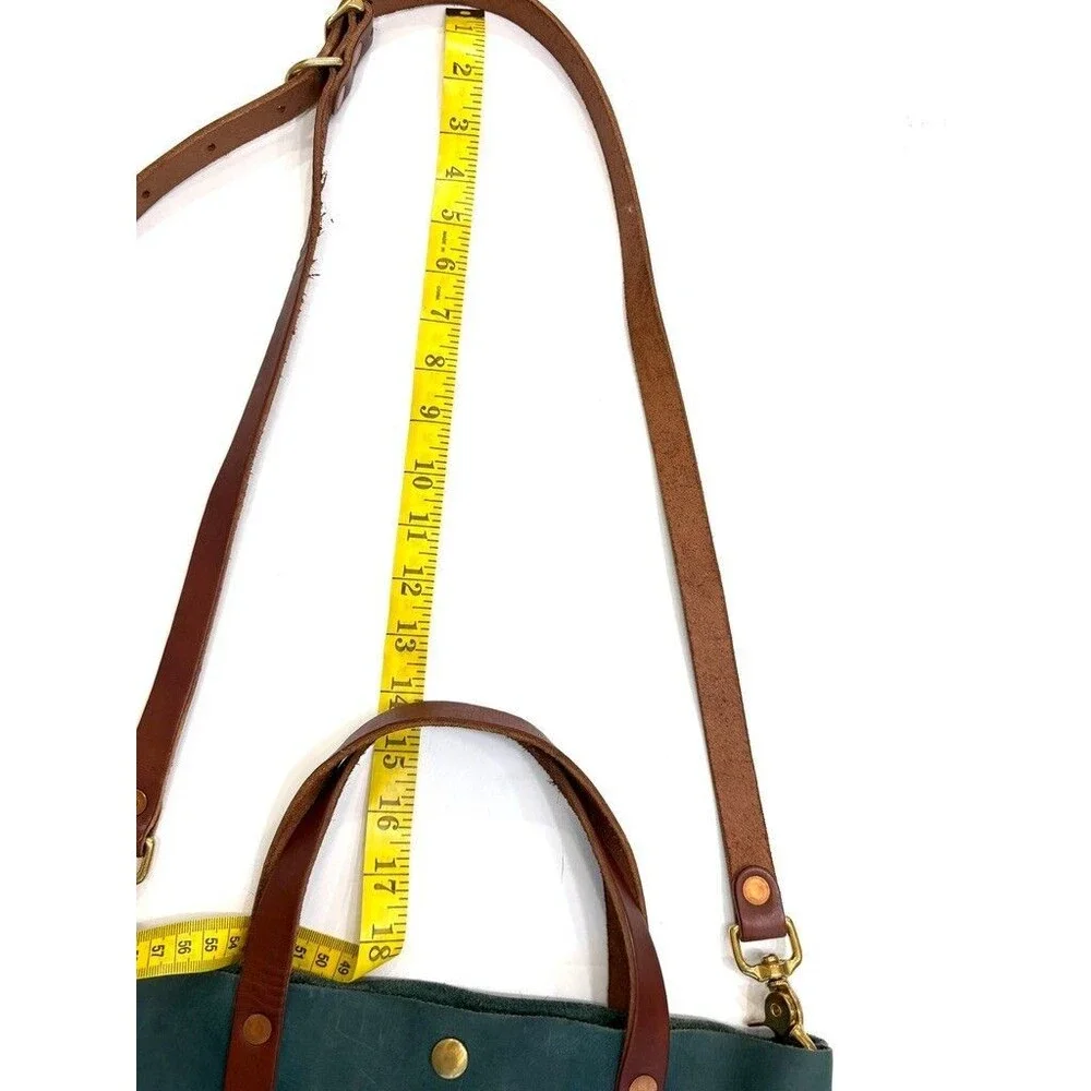 KMM & Co Leather Tote Atlantic Blue Full Grain Crossbody Made USA Travel Casual